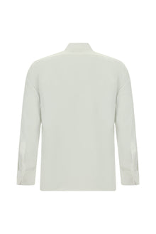 Beyaz Uzun Kol Slim Fit Dar Kesim Desenli Non Iron Pamuk Gömlek
