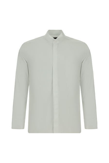 Beyaz Ata Yaka Slim Fit Dar Kesim Pamuk Manşetli Gömlek