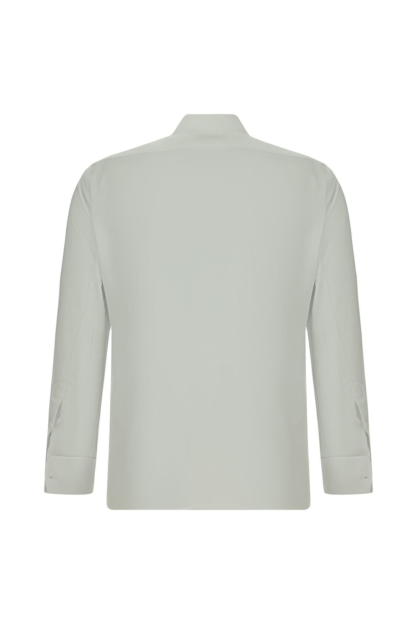 Beyaz Ata Yaka Slim Fit Dar Kesim Pamuk Manşetli Gömlek