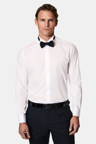 Beyaz Ata Yaka Slim Fit Dar Kesim Pamuk Manşetli Gömlek