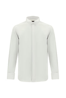 Beyaz Ata Yaka Slim Fit Dar Kesim Non Iron Pamuk Gömlek