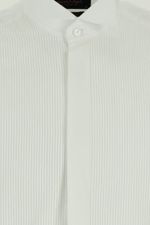 Beyaz Ata Yaka Slim Fit Dar Kesim Pamuk Piliseli Gömlek