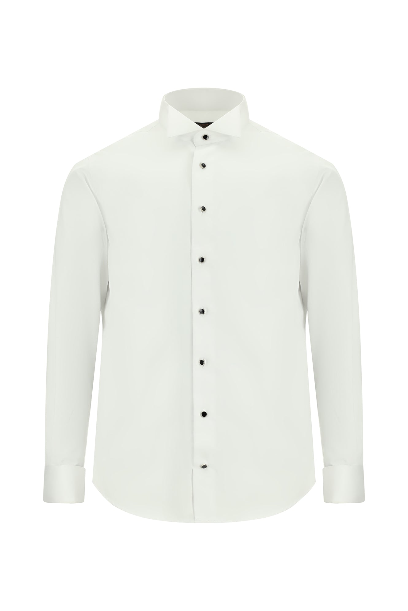 Beyaz Ata Yaka Slim Fit Dar Kesim Non Iron Pamuk Gömlek