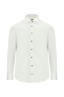 Beyaz Ata Yaka Slim Fit Dar Kesim Non Iron Pamuk Gömlek