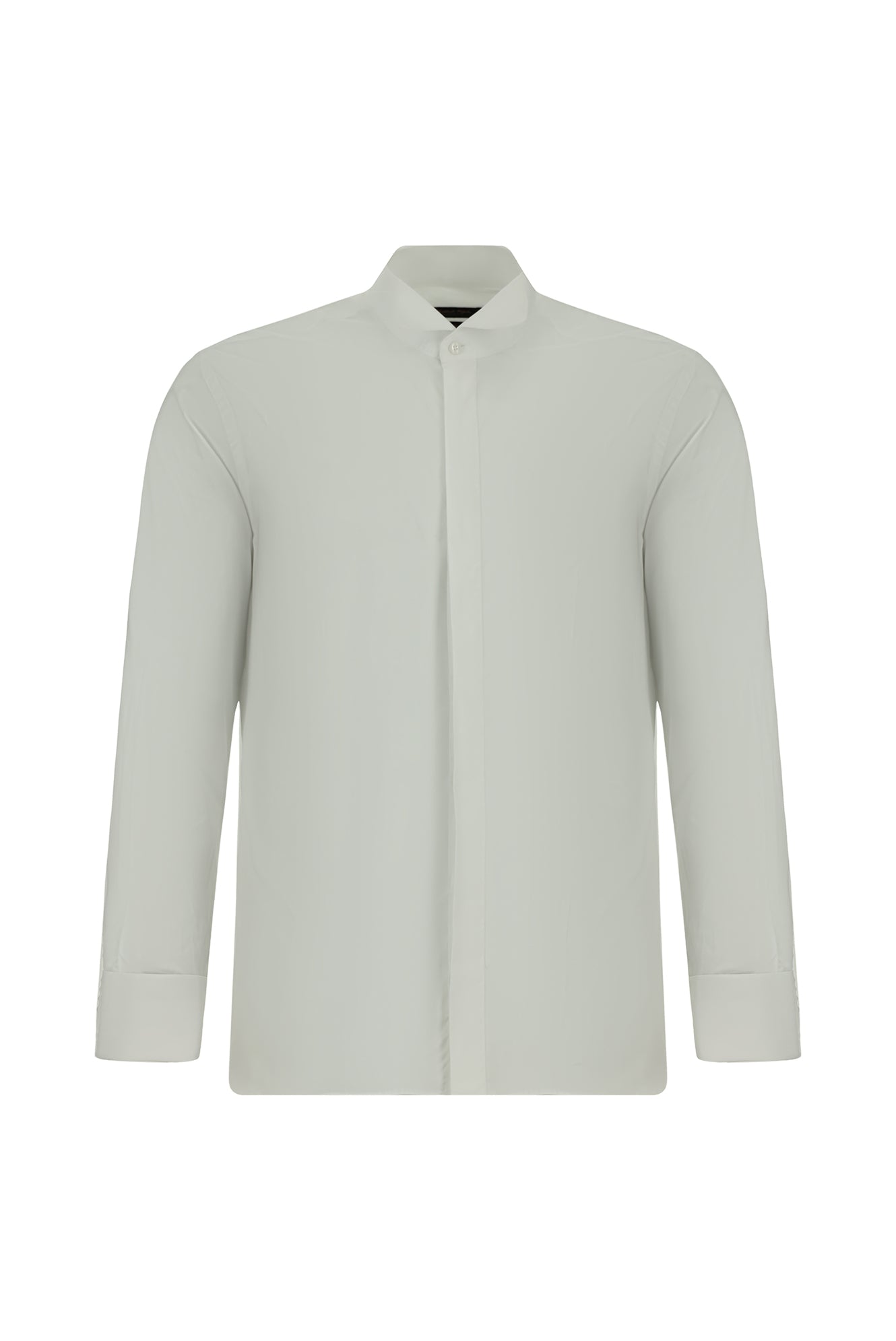 Beyaz Ata Yaka Slim Fit Dar Kesim Pamuk Gömlek