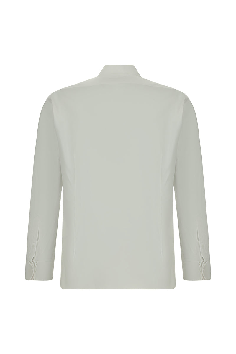 Beyaz Ata Yaka Slim Fit Dar Kesim Pamuk Gömlek