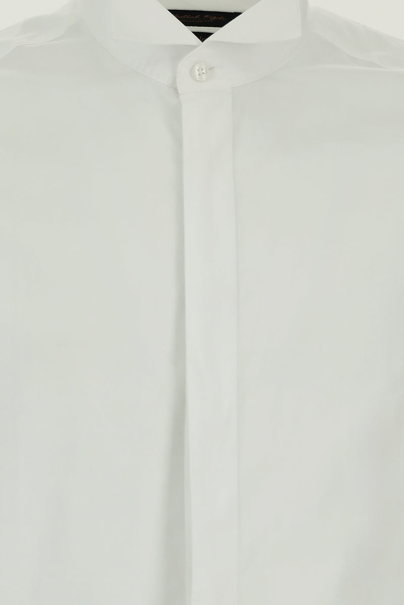 Beyaz Ata Yaka Slim Fit Dar Kesim Pamuk Gömlek