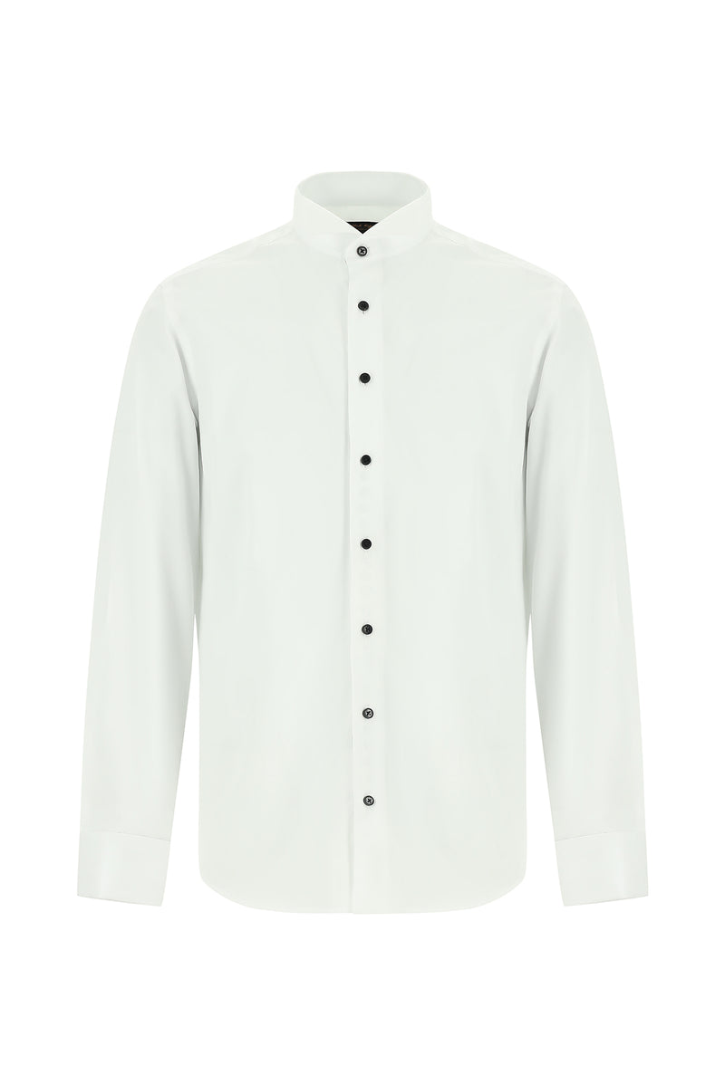 Beyaz Slim Fit Dar Kesim Pamuk Ata Yaka Gömlek