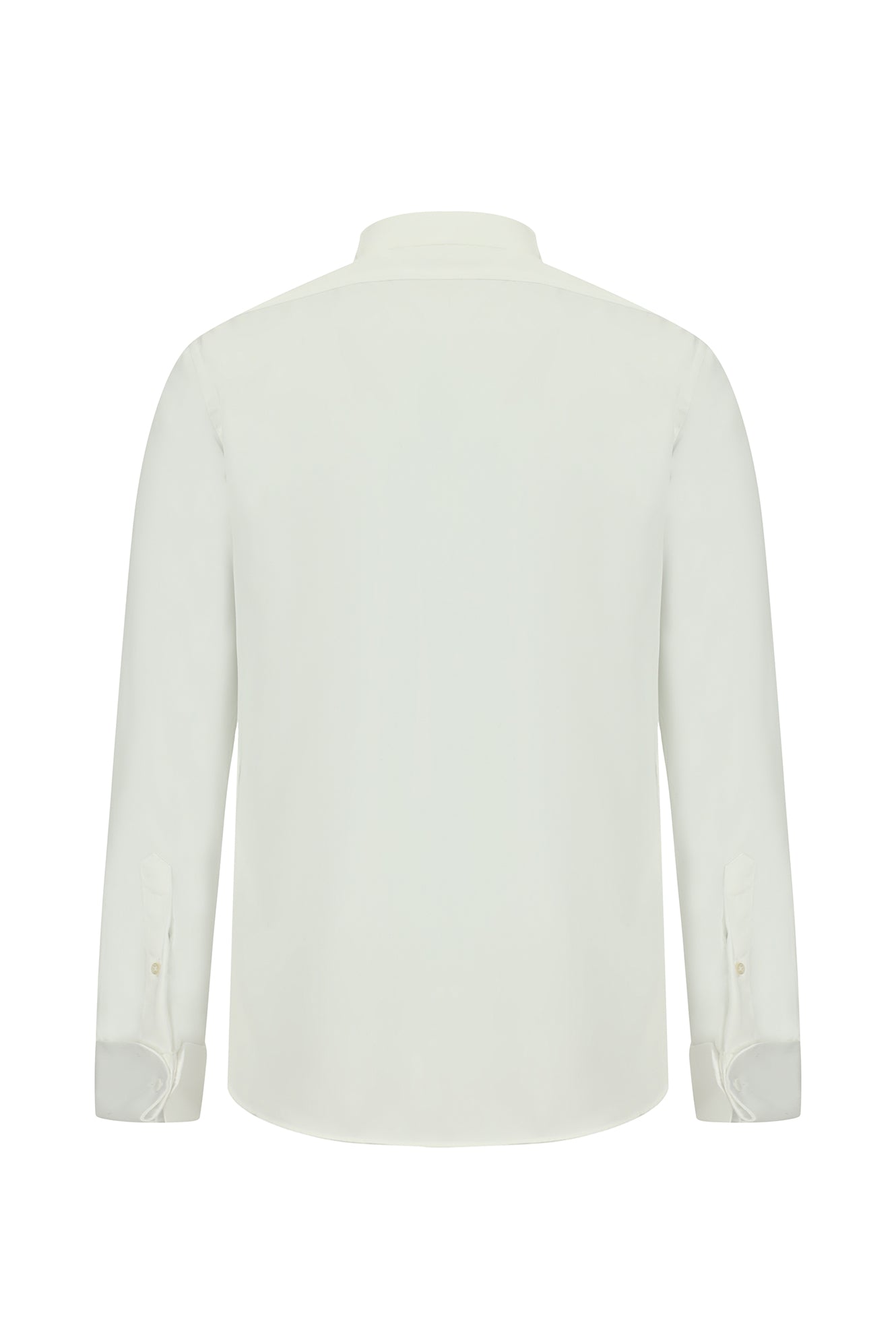 Beyaz Ata Yaka Slim Fit Dar Kesim Pamuk Piliseli Gömlek