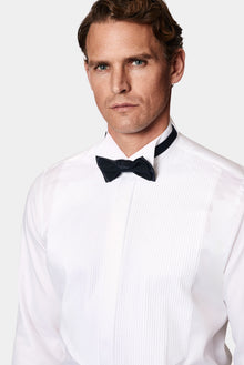 Beyaz Ata Yaka Slim Fit Dar Kesim Pamuk Piliseli Gömlek-Abdullah Ki??l?