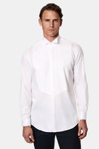 Beyaz Ata Yaka Slim Fit Dar Kesim Pamuk Piliseli Gömlek