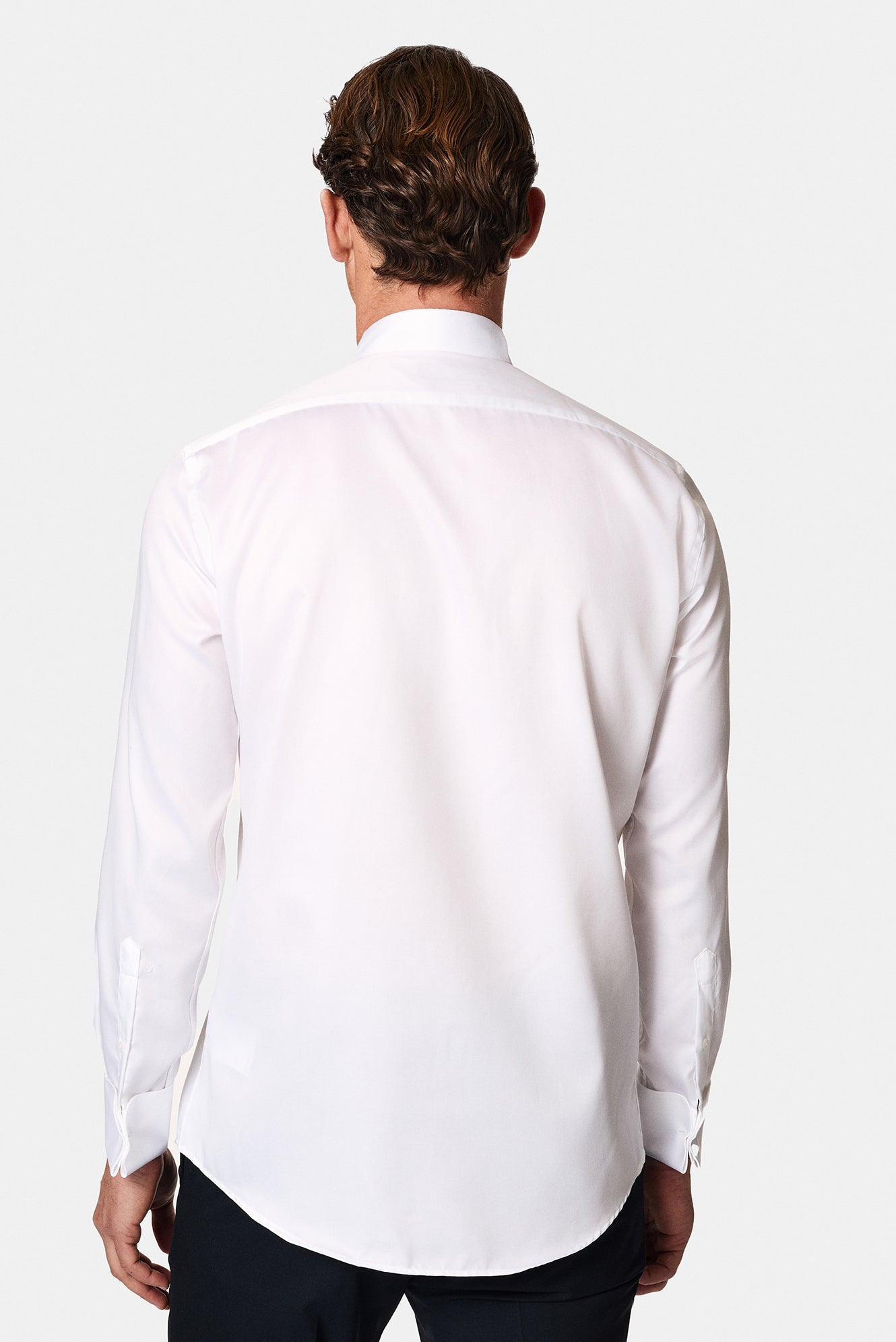 Beyaz Ata Yaka Slim Fit Dar Kesim Pamuk Piliseli Gömlek