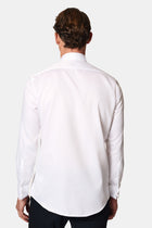 Beyaz Ata Yaka Slim Fit Dar Kesim Pamuk Piliseli Gömlek
