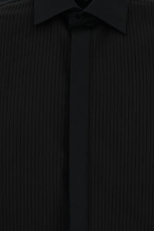 Siyah Uzun Kol Slim Fit Dar Kesim Pamuk Piliseli Gömlek