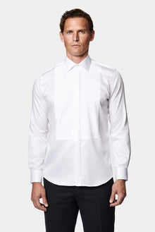 Beyaz Ata Yaka Slim Fit Dar Kesim %100 Pamuk Piliseli Gömlek