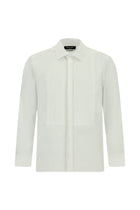 Beyaz Uzun Kol Slim Fit Dar Kesim Pamuk Piliseli Gömlek