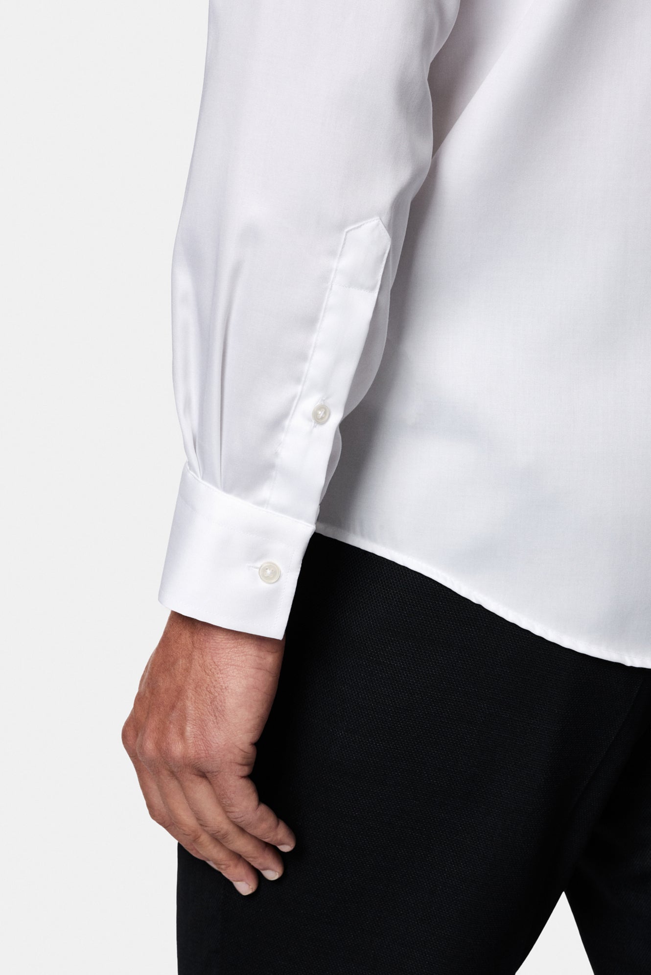 Beyaz Ata Yaka Slim Fit Dar Kesim %100 Pamuk Piliseli Gömlek