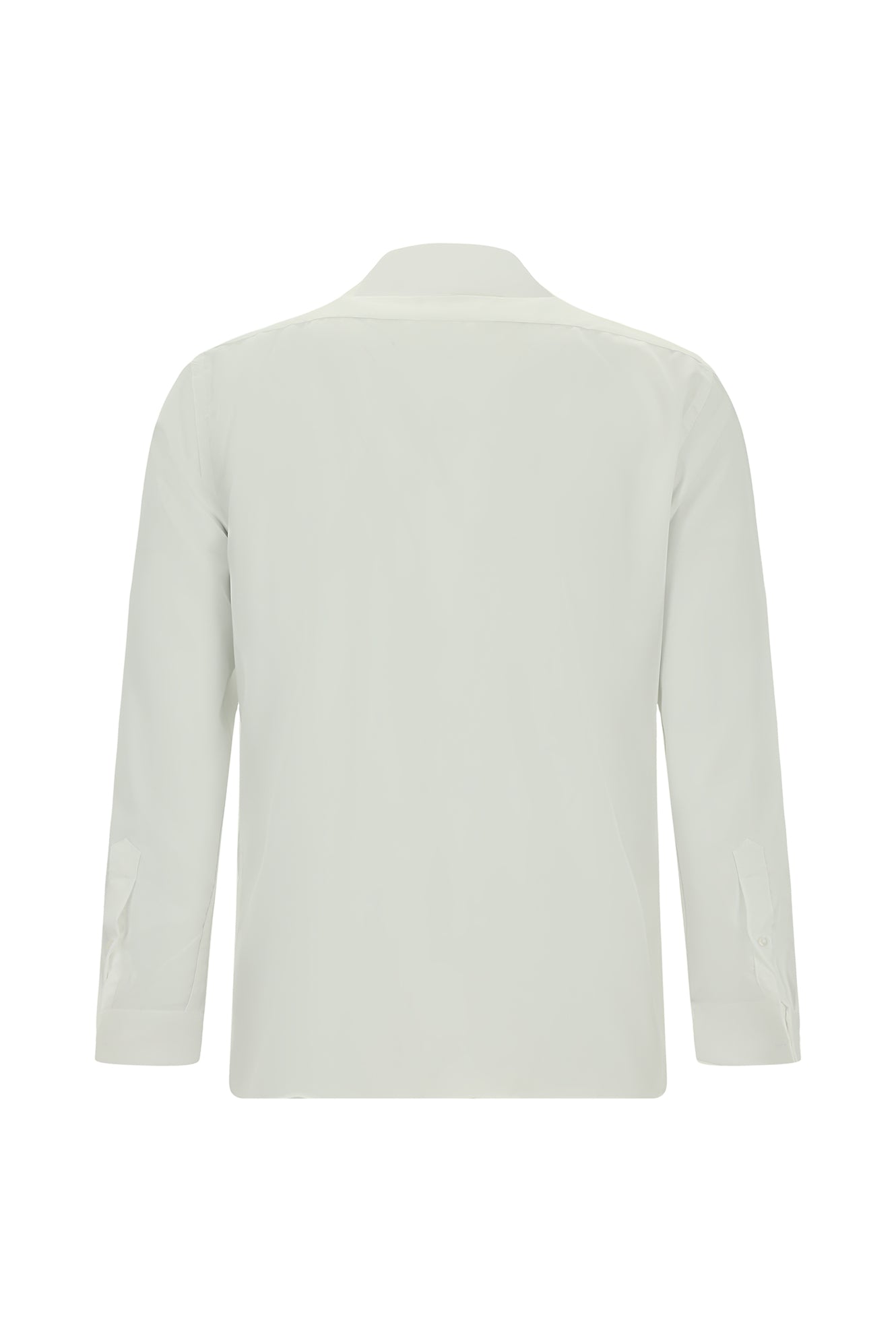 Beyaz Uzun Kol Slim Fit Dar Kesim Pamuk Piliseli Gömlek