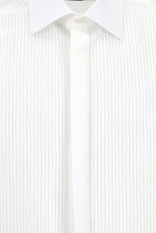 Beyaz Uzun Kol Slim Fit Dar Kesim Pamuk Piliseli Gömlek