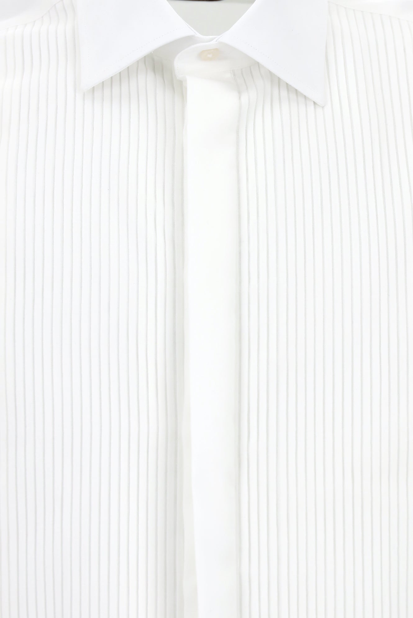 Beyaz Uzun Kol Slim Fit Dar Kesim Pamuk Piliseli Gömlek