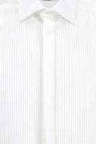 Beyaz Uzun Kol Slim Fit Dar Kesim Pamuk Piliseli Gömlek