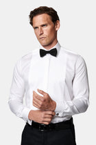 Beyaz Ata Yaka Slim Fit Dar Kesim %100 Pamuk Piliseli Gömlek