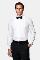 Beyaz Ata Yaka Slim Fit Dar Kesim %100 Pamuk Piliseli Gömlek