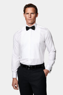 Beyaz Ata Yaka Slim Fit Dar Kesim %100 Pamuk Piliseli Gömlek