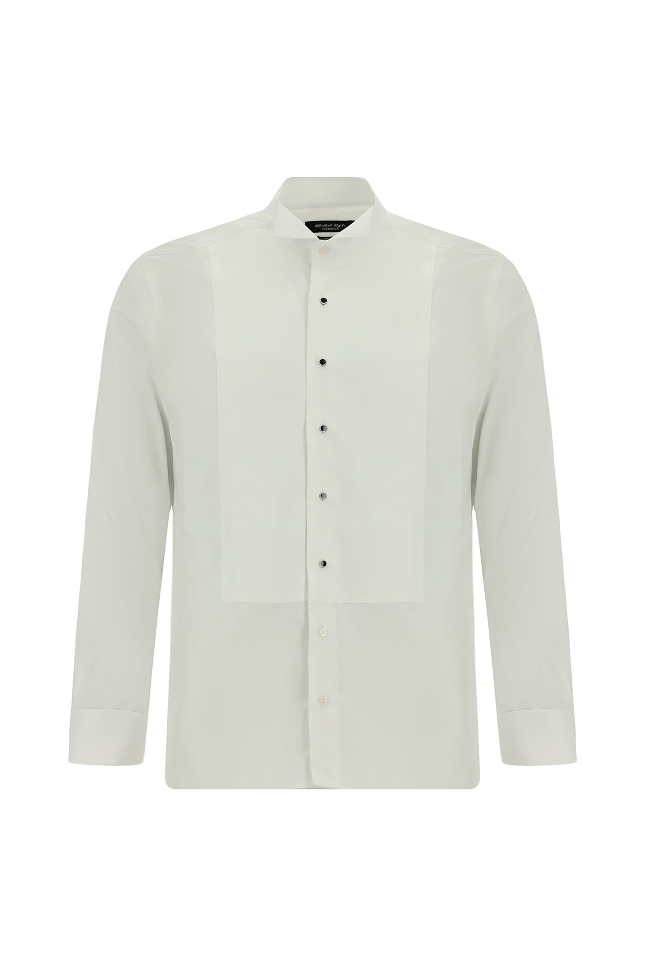 Beyaz Ata Yaka Slim Fit Dar Kesim Desenli Pamuklu Gömlek