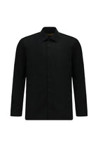 Siyah Uzun Kol Slim Fit Dar Kesim Manşetli Pamuk Gömlek