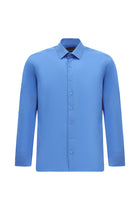 Koyu Mavi  Uzun Kol Slim Fit Dar Kesim Manşetli Pamuk Gömlek