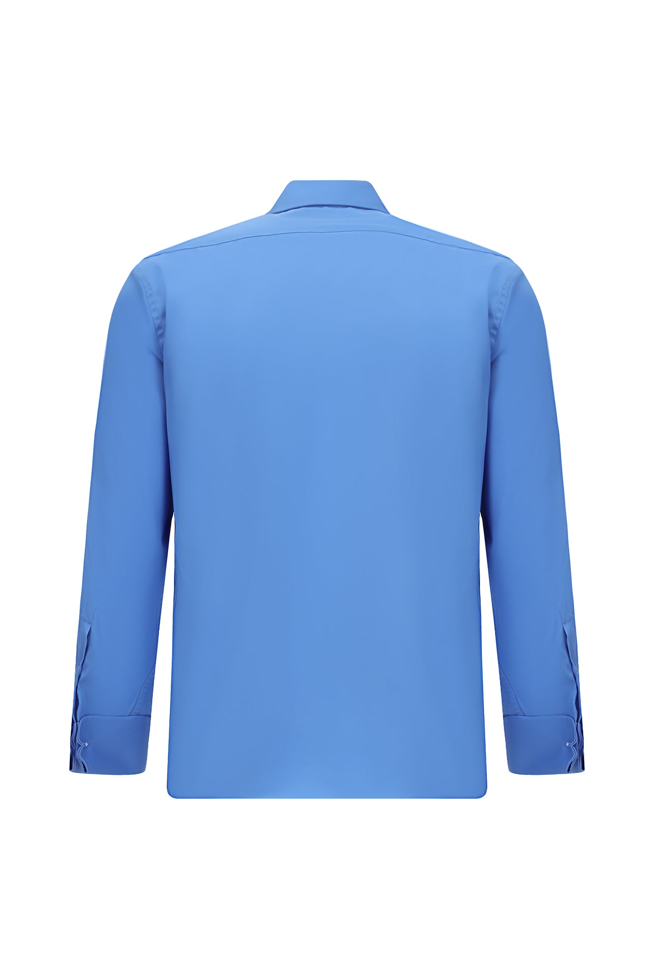 Koyu Mavi  Uzun Kol Slim Fit Dar Kesim Manşetli Pamuk Gömlek