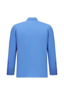 Koyu Mavi  Uzun Kol Slim Fit Dar Kesim Manşetli Pamuk Gömlek