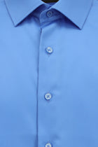 Koyu Mavi  Uzun Kol Slim Fit Dar Kesim Manşetli Pamuk Gömlek