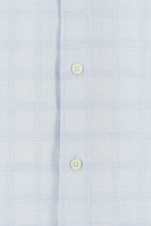 Uçuk Mavi Uzun Kol Slim Fit Dar Kesim Ekose Pamuk Gömlek
