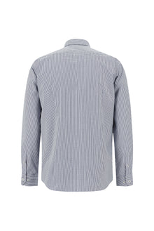 Koyu Lacivert Uzun Kol Slim Fit Dar Kesim Desenli Pamuk Gömlek