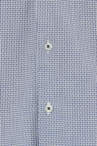 Koyu Lacivert Uzun Kol Slim Fit Dar Kesim Desenli Pamuk Gömlek