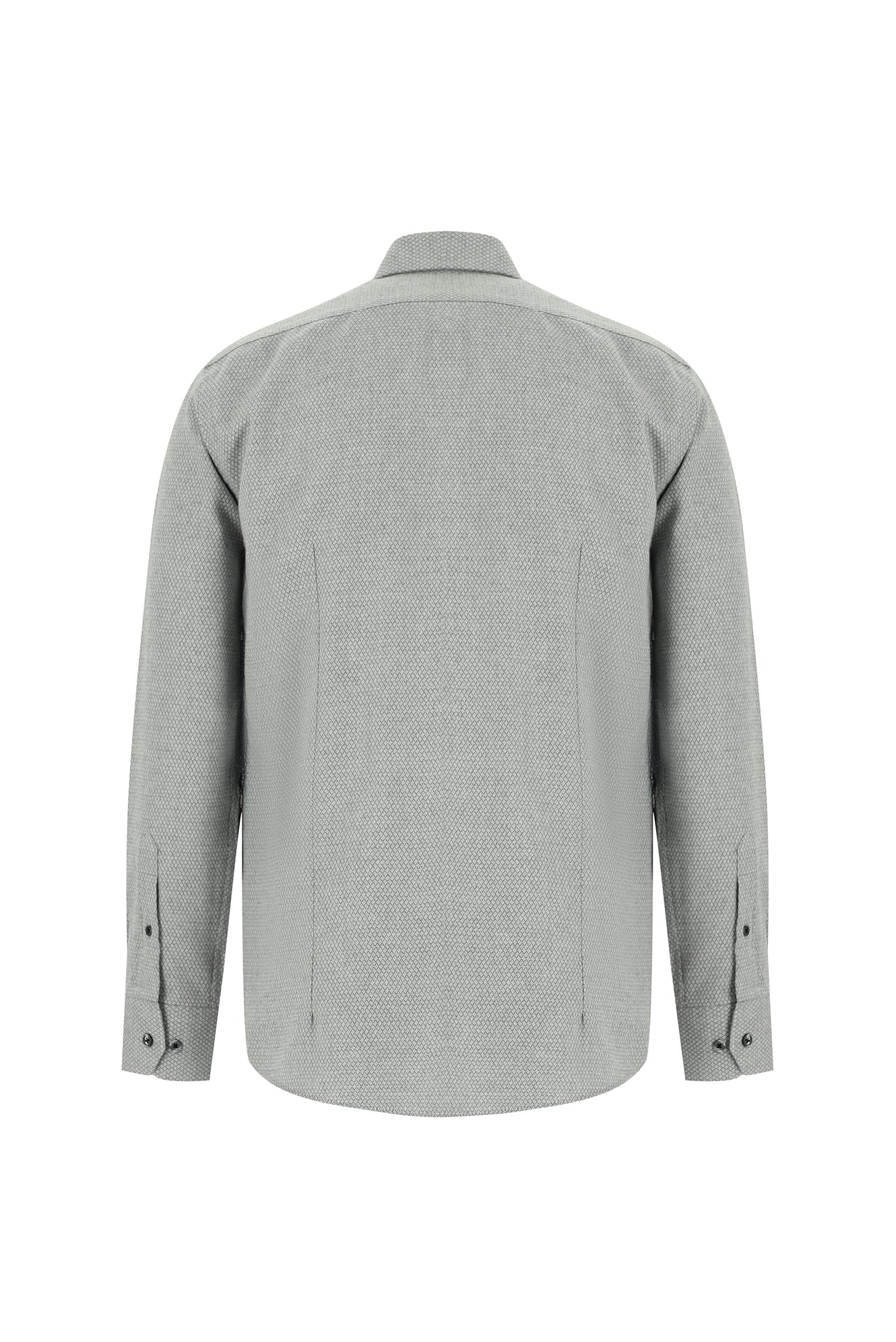 Koyu Antrasit Uzun Kol Slim Fit Dar Kesim Klasik Desenli Pamuk Gömlek