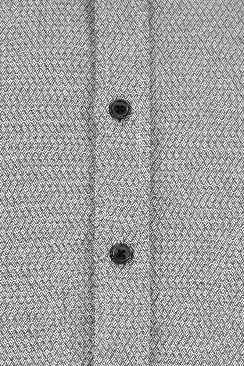 Koyu Antrasit Uzun Kol Slim Fit Dar Kesim Klasik Desenli Pamuk Gömlek