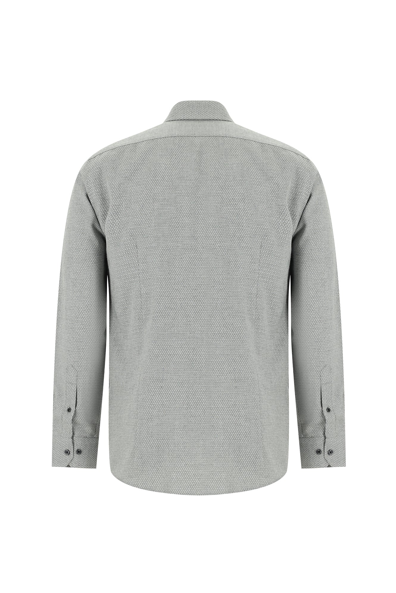 Orta Antrasit Uzun Kol Slim Fit Dar Kesim Klasik Desenli Pamuk Gömlek