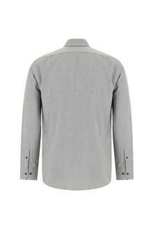 Orta Antrasit Uzun Kol Slim Fit Dar Kesim Klasik Desenli Pamuk Gömlek