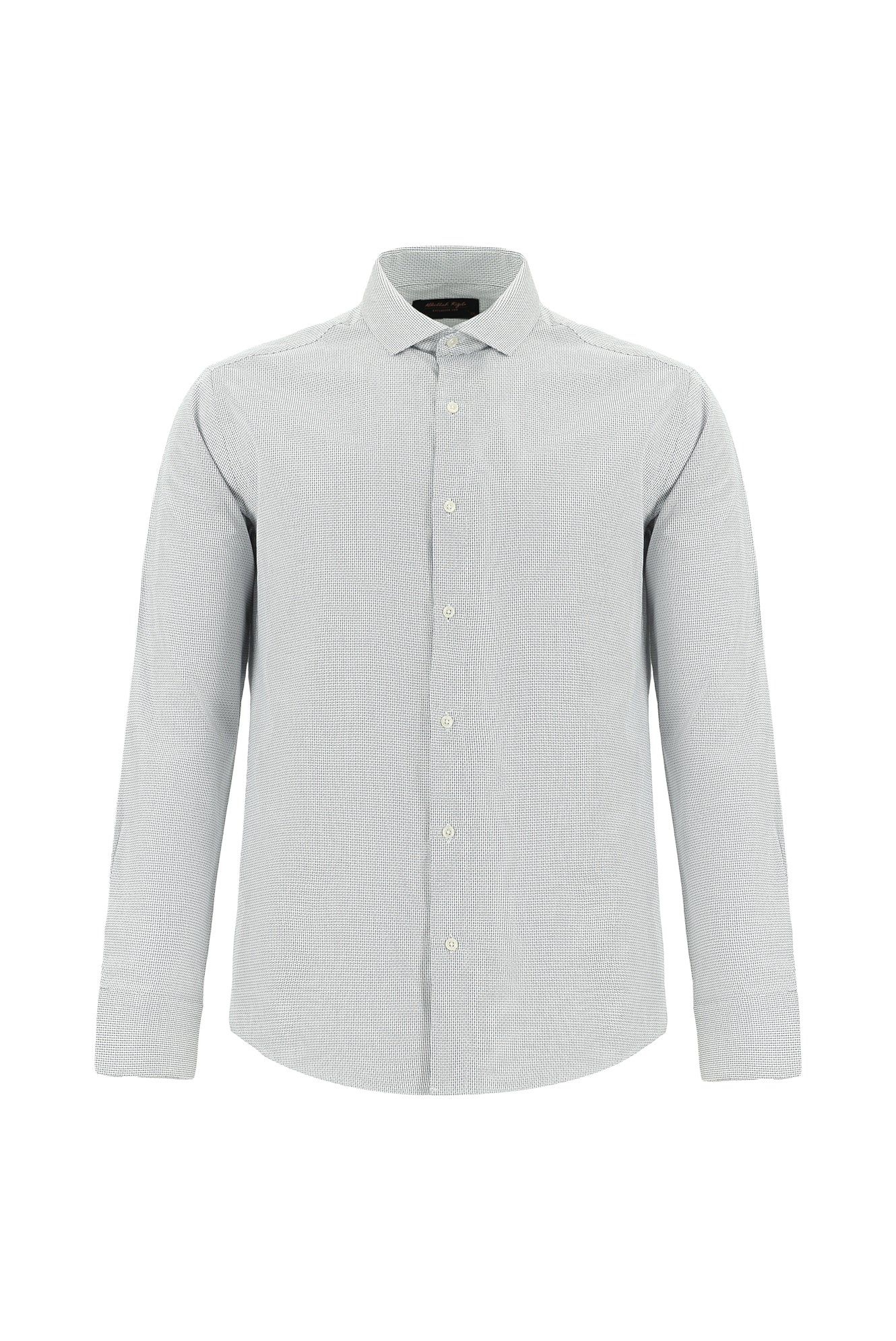 Beyaz Uzun Kol Slim Fit Dar Kesim Klasik Desenli Pamuk Gömlek