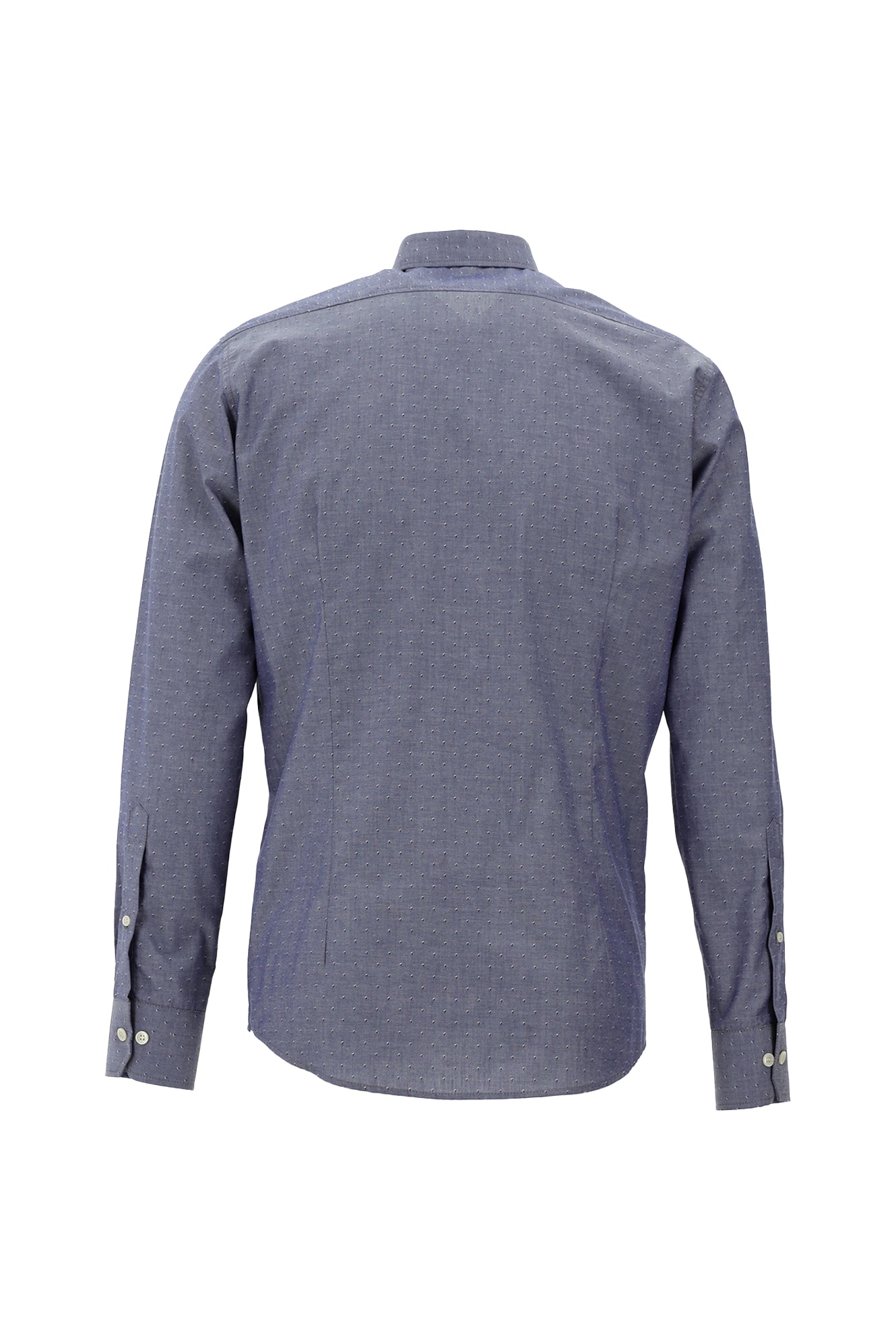 Koyu Lacivert Uzun Kol Slim Fit Dar Kesim Klasik Desenli Pamuk Gömlek