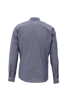 Koyu Lacivert Uzun Kol Slim Fit Dar Kesim Klasik Desenli Pamuk Gömlek