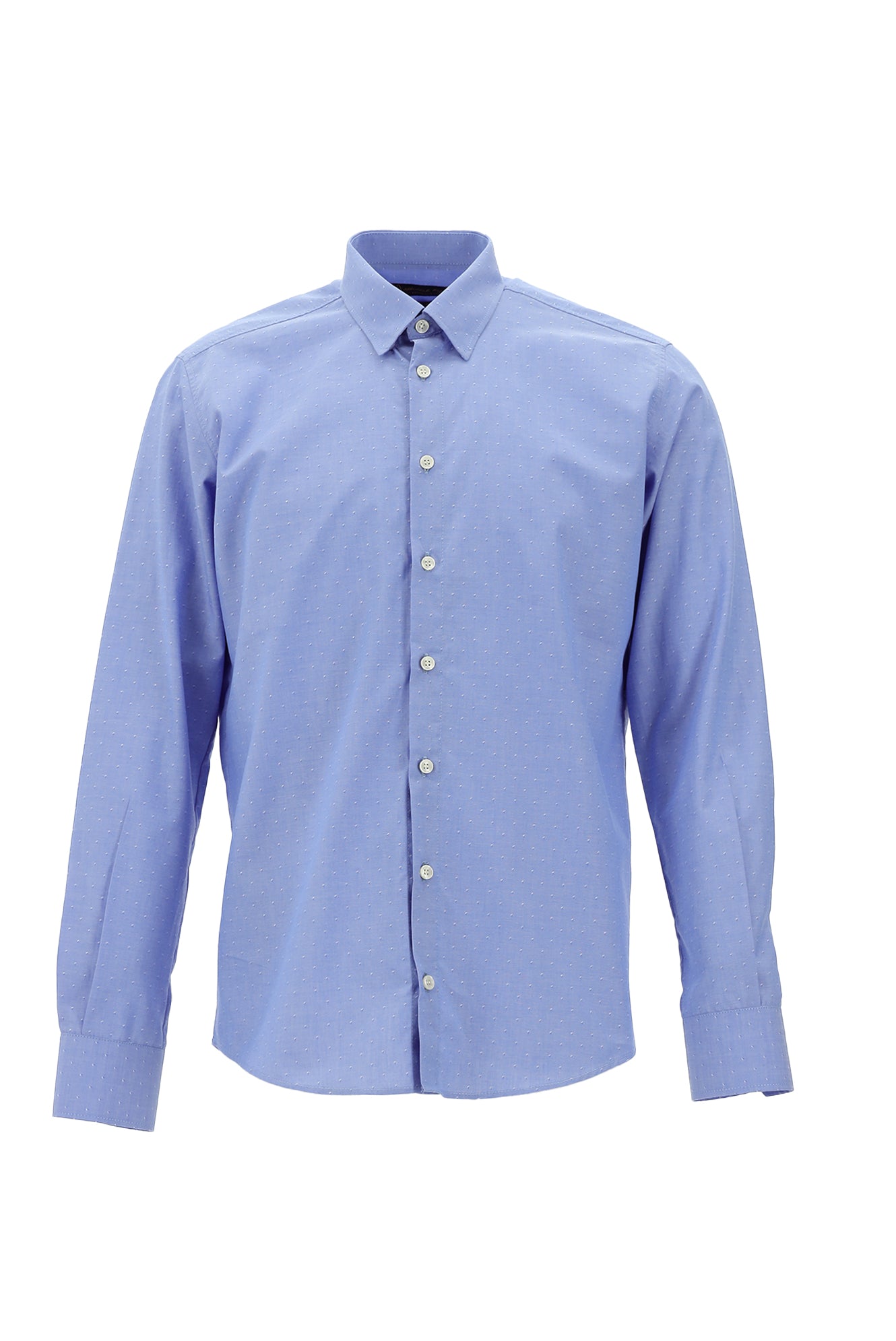 Koyu Mavi  Uzun Kol Slim Fit Dar Kesim Pamuk Gömlek