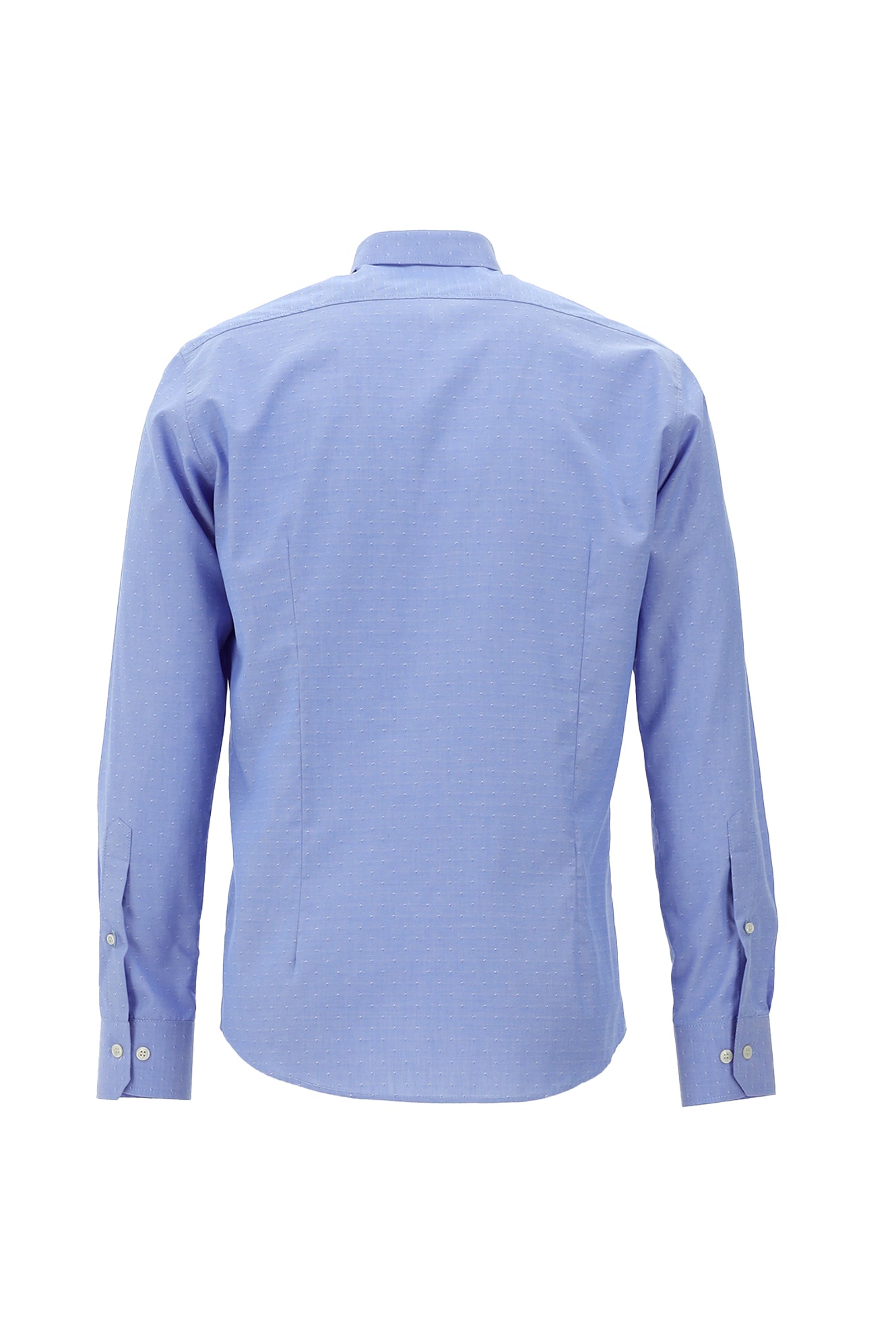 Koyu Mavi  Uzun Kol Slim Fit Dar Kesim Pamuk Gömlek