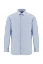 Açık Mavi Uzun Kol Slim Fit Dar Kesim Klasik Desenli Non Iron Pamuk Gömlek