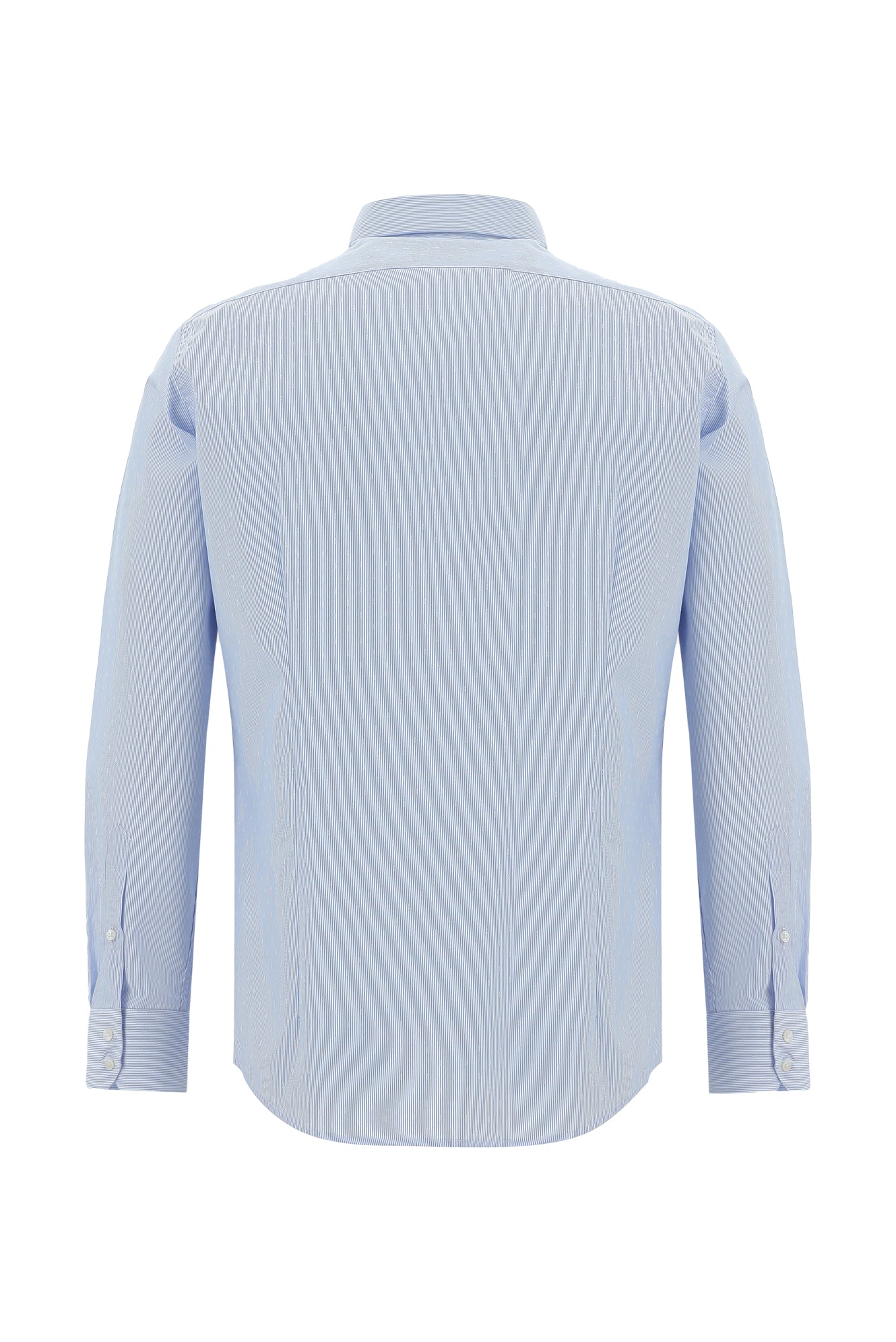 Açık Mavi Uzun Kol Slim Fit Dar Kesim Klasik Desenli Non Iron Pamuk Gömlek