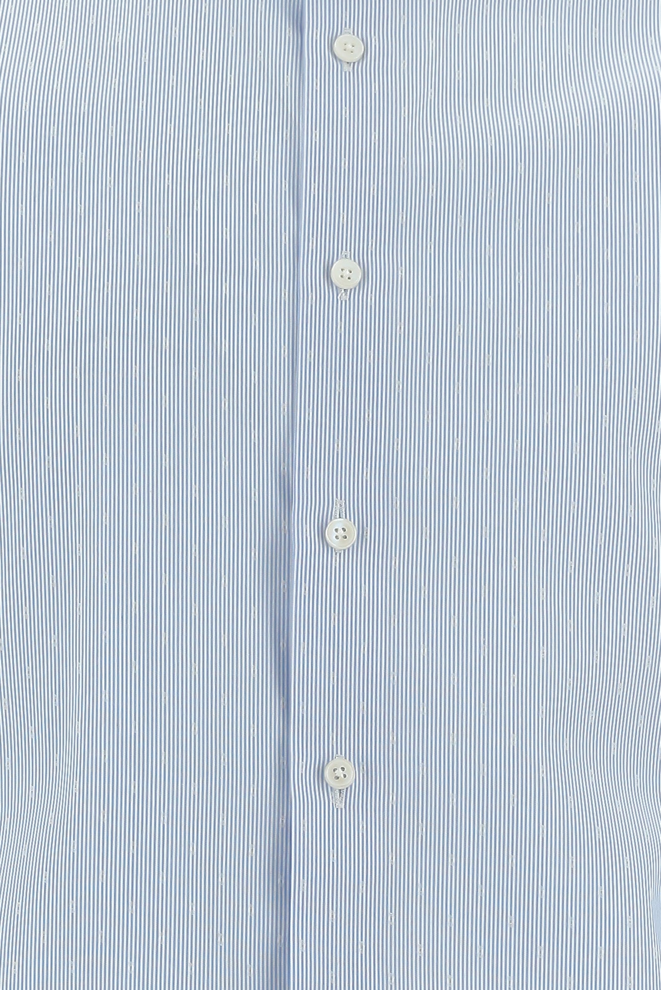 Açık Mavi Uzun Kol Slim Fit Dar Kesim Klasik Desenli Non Iron Pamuk Gömlek