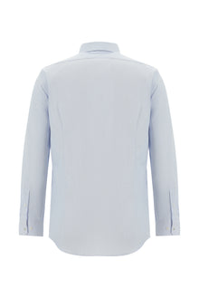 Uçuk Mavi Uzun Kol Slim Fit Dar Kesim Non Iron Klasik Desenli Pamuk Gömlek